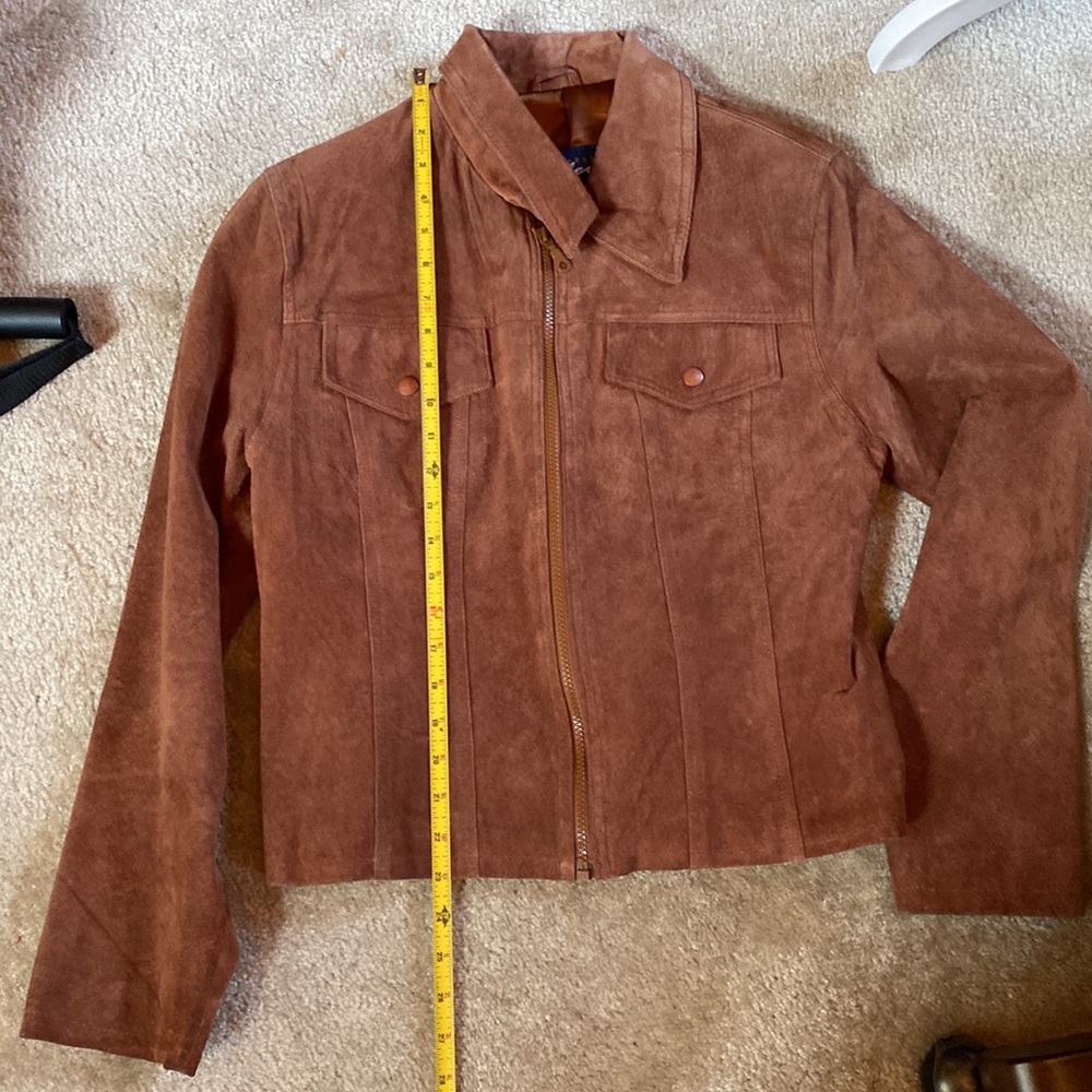 Express Suede Jacket Size Medium Rust Color - image 7